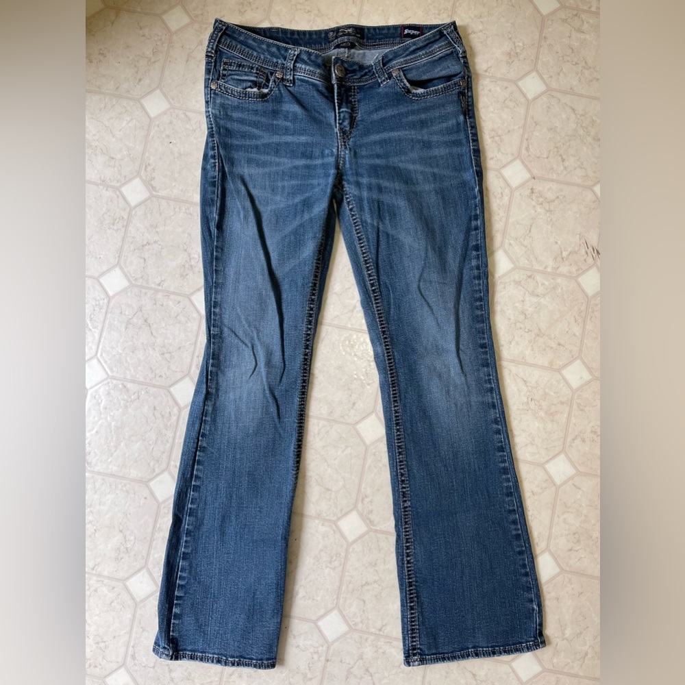 Silver Jeans Womens 33x33 Blue Denim AIKO MID BOOT Super Stretch Jeans